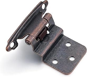 10 Pack (5 Pair) 3/8" Inset Antique Copper (Oil Rubbed Bronze) Self Closing Cabinet Hinges for Offset Kitchen Cabinet Door, Face Frame Semi Concealed Hinges