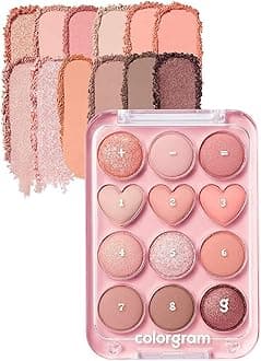 COLORGRAM Pin Point Eyeshadow Palette 01 Peach+Coral= | Eyeshadow Palette for Daily makeup, Ultra-Blendable, Matte, Glitter, Shimmer Shades