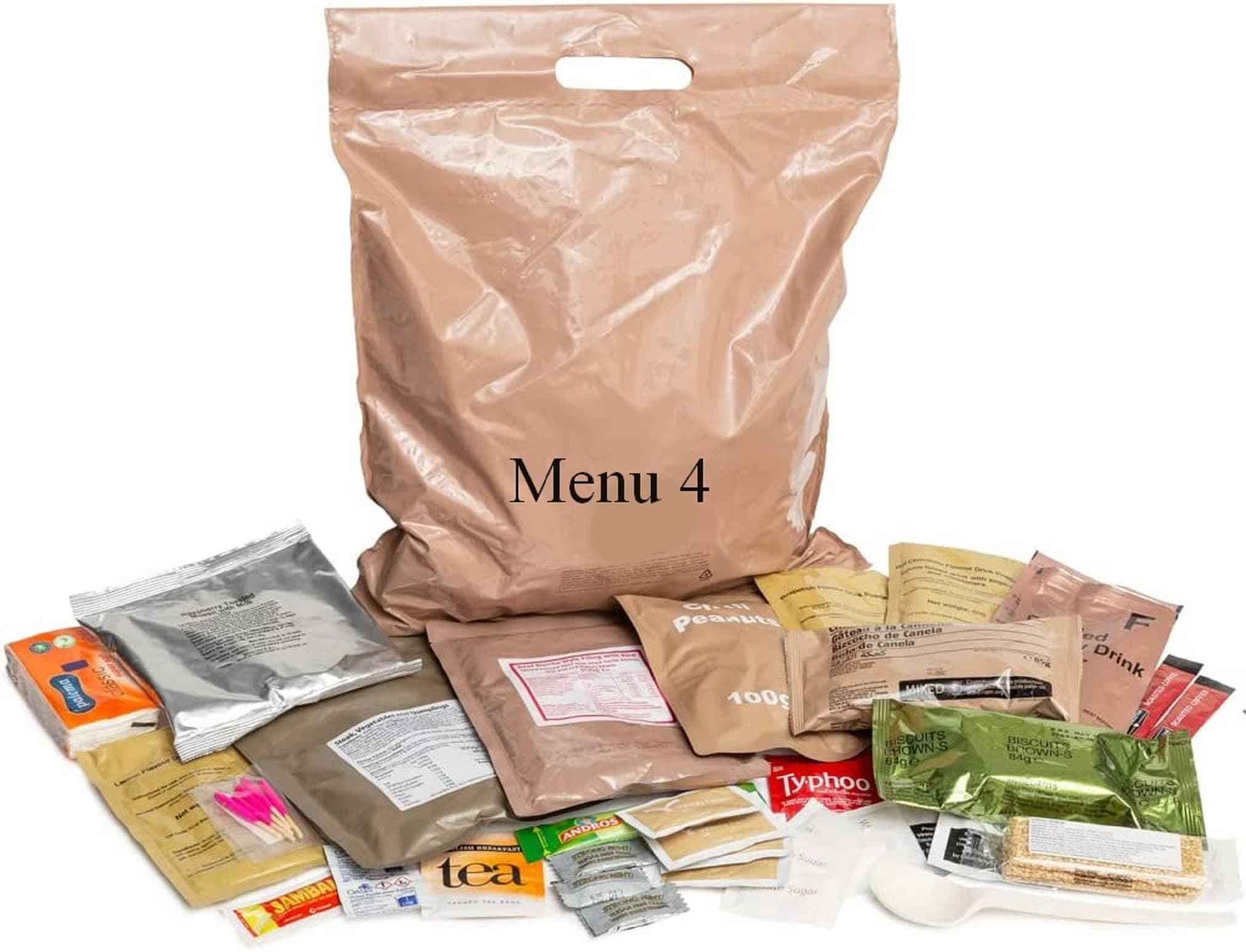 British Army Style 24 Hour Ration Pack - PD 06/22 - British Army Style MRE - Menu 4 - Military Style Ration Pack - Camping Food - Survival Food - Meals Ready To Eat