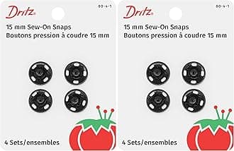 Dritz 80-4-1 Sew-On Snaps, Black, Size 4 4-Count (Pack of 2)