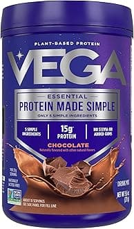 Vega Protein Made Simple - 15g Plant-Based Pea Protein, Chocolate, 10 Servings, Stevia Free, No Artificial Sweeteners or Gums, Non-GMO, Gluten Free, Dairy Free, 9.6oz (Packaging May Vary)