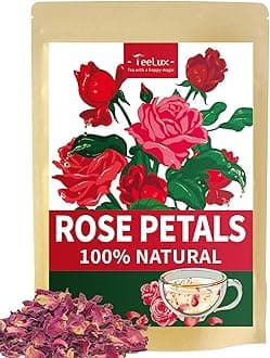 TeeLux Rose Petals Tea, Premium Food Grade Dried Rose Flowers for Drinks, Baking, DIY Beauty, Crafts, All Natural, Caffeine Free, 2.82oz
