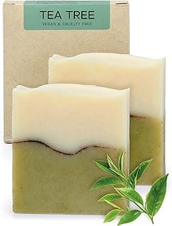 AUTHENTIC BATH & SOAP Cold Processed - Tea Tree Soap Bar - for Sensitive Skin, Fresh and Clean, Face & Body Wash for Man & Woman, Natural, Cruelty Free & Vegan, Fragrance Free. (Pack of 2) 120 gr Each