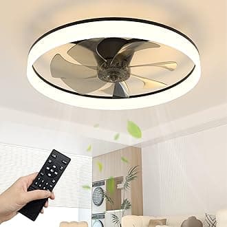 NIORSUN 60cm Ceiling Fans with Lights and Remote, 6 Speeds Modern Smart LED Ceiling Fan Light, 3000K-6500K Dimmable Quiet Fan Lights Ceiling for Bedroom Living Room Dining Room (Black)