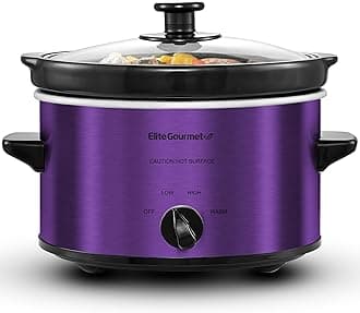 Elite Cuisine MST-250XP Maxi-Matic 2 Quart Oval Slow Cooker, Purple (Stainless Steel Finish)
