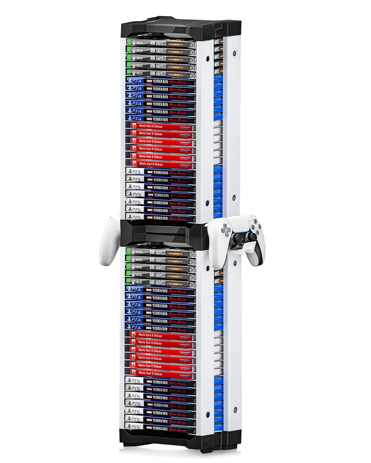 Nargos Video Game Storage Tower for PS5/ PS4/ PS3/ PS2/ PSP/Xbox One/Xbox 360 and Xbox Series X/S/Wii/Wii U/Switch/Switch 2 Game Cases, DVD and Blu-Ray Disks Holder Organizer (46 PCS)