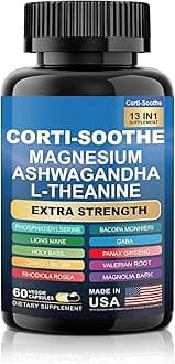 Corti-Soothe Extra Strength Formula, Mag-nesium, Ash-wagandha, L-Theanine — Advanced Stress Relief & Focused Relaxation, Non-GMO, 1 Pack-60 Count