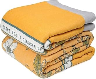 Boho Throw Blanket for Bed 100% Cotton Ultra Soft Rustic Quilt Summer Blanket Floral Printed Farmhouse Decor Bed Blankets,80"×90" All Season Rustic Throw for Sofa Couch Chair