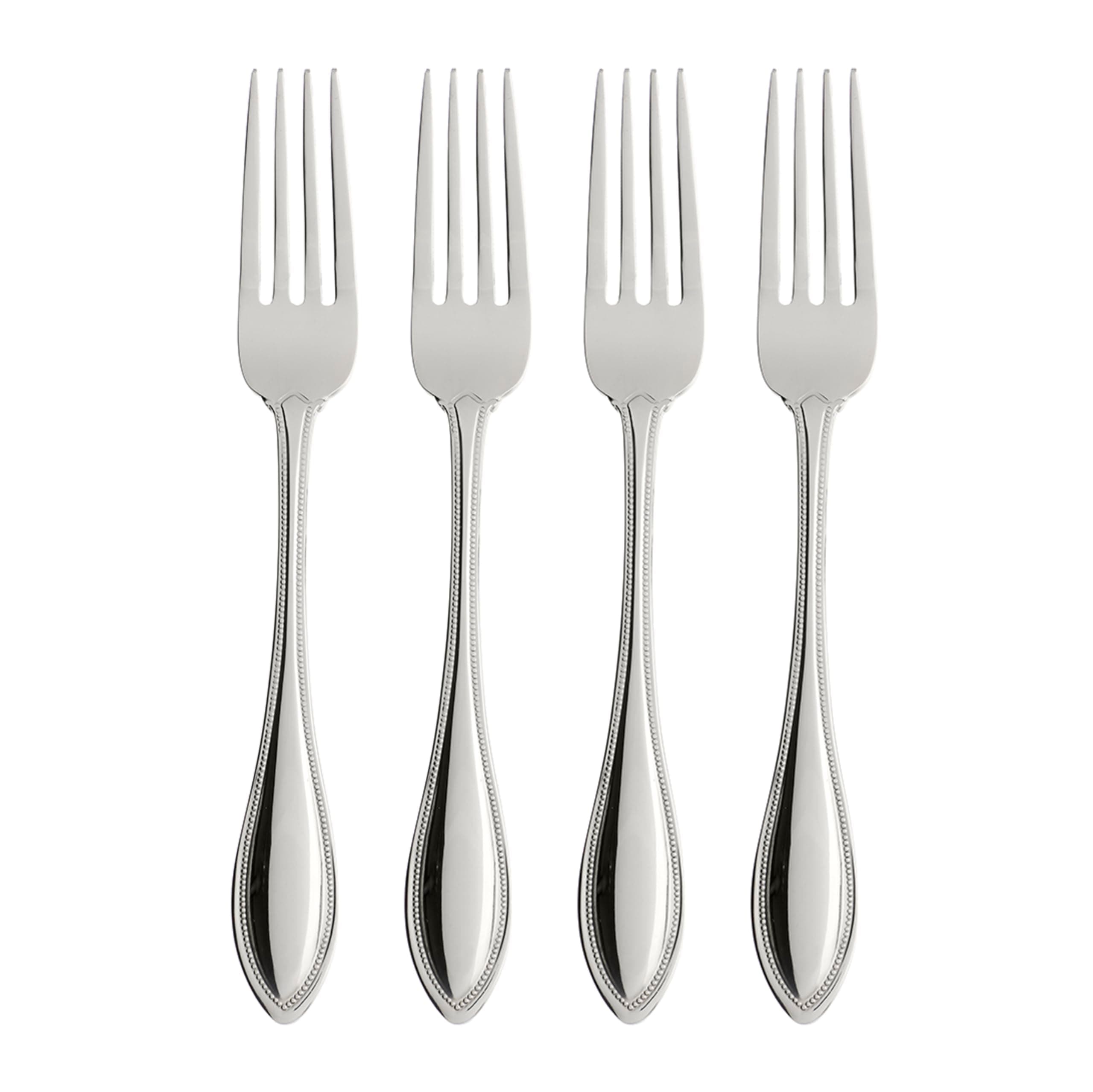 Silverware Set, American Harmony Everyday Flatware Dinner Forks Set, Service For 4, 18/10 Stainless Steel, Rust Resistant, Dishwasher Safe, Home & Kitchen Utensils Sets, Fork (Silver 4 Pieces)