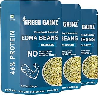 Roasted Edma Beans (Edamame) Classic Flavour (pack of 3-100gm each) | 100% Veg High Protein Snack | No Added Sugar | Non-GMO | Rich in Fiber | No Gluten