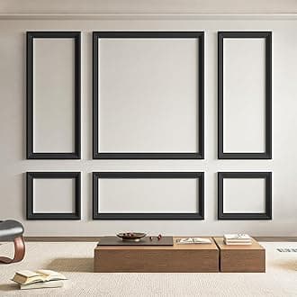 Art3d Pre-Cut Wall Molding Set of 6 pcs, Ready-to-Assemble Wainscoting Panels for Interior Wall Décor Living Room Bedroom Accent Wall - Installed with Glue, 3 Top 3 Bottom, Black