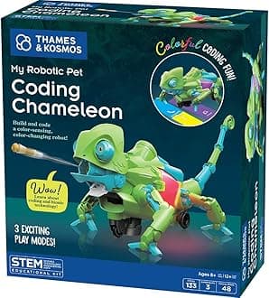 Thames & Kosmos My Robotic Pet: Coding Chameleon STEM Building & Experiment Kit | Color-Sensing Coding Robot for Boys & Girls Ages 8+, Screen-Free Educational Fun, Robotic Reptile with 3 Play Modes