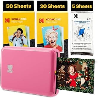 KODAK Step Instant Smartphone Photo Printer - 75 Sheets Bundle - Portable Mini Color Wireless Mobile Printer - Zink 2x3” Sticky-Back Photos - Bluetooth Compatible with Smart Devices - Fun App -Pink