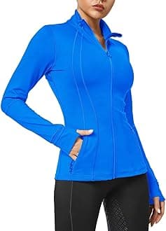 QUEENIEKE Women's Slim Fit Running Jackets - Long Sleeves Athletic Workout Gym Tops with Back Mesh Vent & Thumb Holes