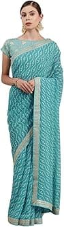 Women's Bandhani Printed Georgette Saree with Unstitched Blouse Piece