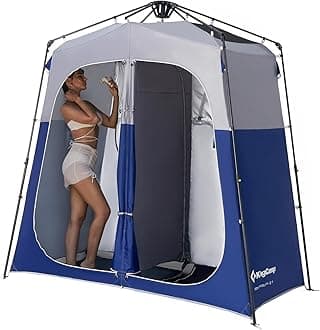 KingCamp Instant Shower Tent, Portable Superior Stable Privacy Shelter, 2 Large Rooms Outdoor Toilet Tent with Floor for Beach, Camping & Hiking, Setup in Under 60s
