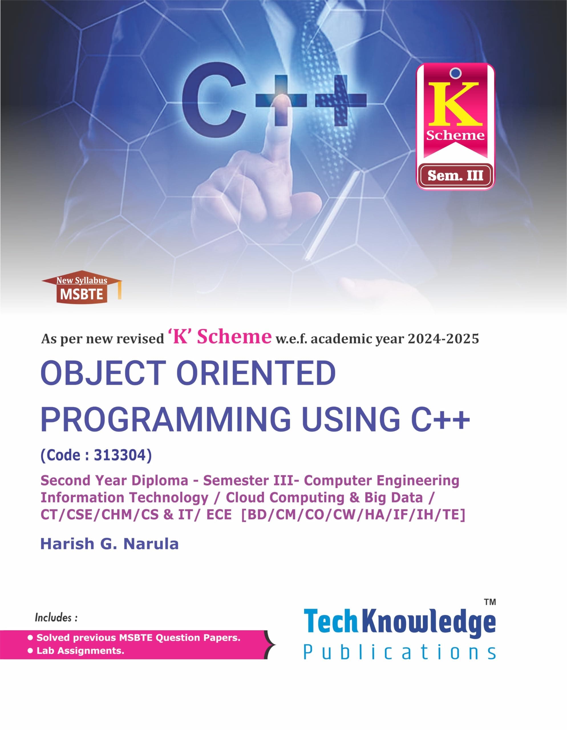 Object Oriented Programming using C++ - K Scheme Sem 3 Cloud Computing & Big Data Engineering Maharashtra State Board of Technical Education (MSBTE) Textbook Binding