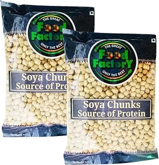 Food Factory Soya Chunks - 400g, Source of Protein, Rich in Fibre, Ideal for Vegetarian and Vegan Recipes, Product from India Multiple Pack (Pack of 2)