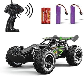 RC Cars, 2.4Ghz Monster RC Truck High Speed Racing Car, 1:18 2WD Toy Remote Control Cars for Boys and Girls with Two Rechargeable Batteries (Black Green)