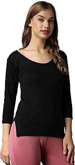 Women's Winter Warmer Thermal Vest 3/4 Sleeves Ultra Soft Scoop Neck Winter Inner Wear Top Johns Underwear