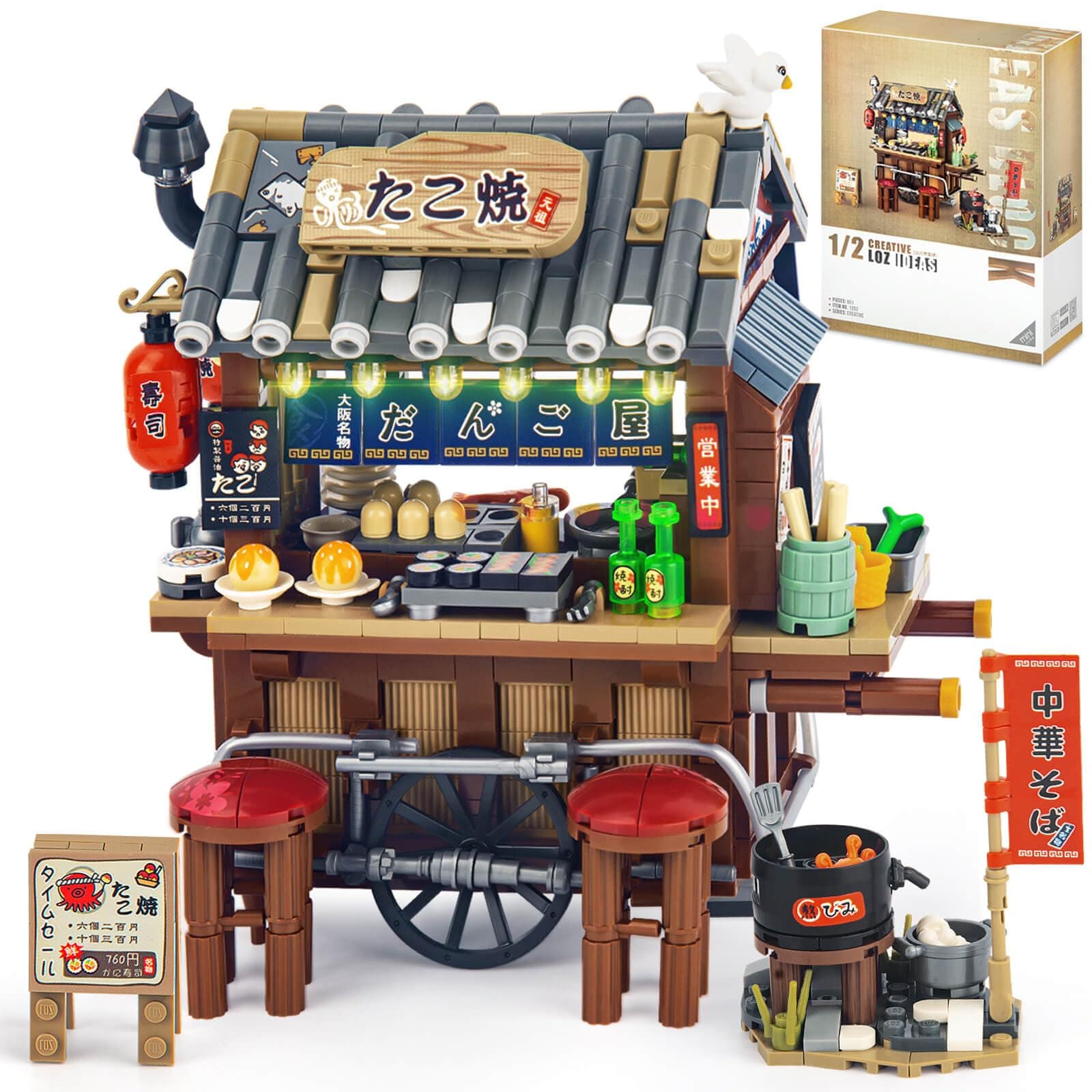 HIGH GODO Japan Street Mini Building Set, MOC Cute Takoyaki Shop Creative Japanese Architecture Set, Collectible Gifts for Adults Teens 14+, NOT Compatible with Classic Bricks (951 Pieces)