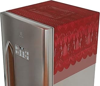 Kuber Industries Fridge Top Cover | Household Refrigerator Cover | Refrigerator Top Cover for Kitchen | Refrigerator Top Protector | Net Jhalar Fridge Top Cover | Maroon