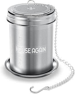 House Again Large Tea Infuser, Extra Fine Mesh Tea Strainers for Loose Tea, 18/8 Stainless Steel Tea Strainer with Extended Chain Hook, Tea Steeper for Brew Tea, Spices & Seasonings, for Multi Cups