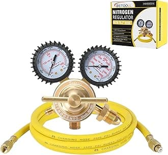 BETOOLL Nitrogen Regulator - Nitrogen Gauge with 78.7" Hose, 0-600 PSI Delivery Pressure Equipment Brass Inlet Outlet Connection Gauges