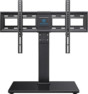 CASE PERLESMITH Universal Swivel TV Stand/Base - Table Top TV Stand for 37-65 inch LCD LED TVs - Height Adjustable TV Mount Stand with Tempered Glass Base, VESA 600x400mm, Holds up to 88lbs