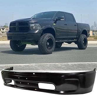 Front Bumper Compatible with 2013-2018 Dodge Ram 1500, Black Truck Automotive Steel Replacement Bumpers Face Bar, without Fog Light Holes & Sensor Holes (Style E)
