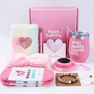 10 Year Old Girl Birthday Gifts – Gifts for 10 Year Old Girl, 10th Birthday Pink Gift for Teen Girls, Double Digits Birthday Gift for Daughter, Granddaughter, Niece