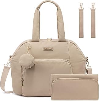 LOVEVOOK Diaper Bag Tote Puffer Baby Diaper Bag, Large Capacity Travel Diaper Tote with Changing Pad, Hospital Gym Bag