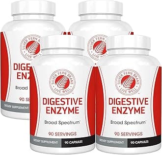 Brand Ultimate Digestive Enzyme Supplement - 4 Bottles - High Potency, Multi Enzyme - Digestive Comfort & Food Tolerance - Amylase, Protease, Cellulase, More