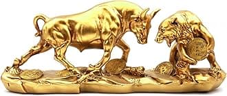 Irayin Wall Street Bull & Bear Battle Resin Statue, Bull & Bear Decoration 11inch, Home Decor Accents Bull Ornaments for Living Room, Bedroom, Wine Cabinet, Office - Gold