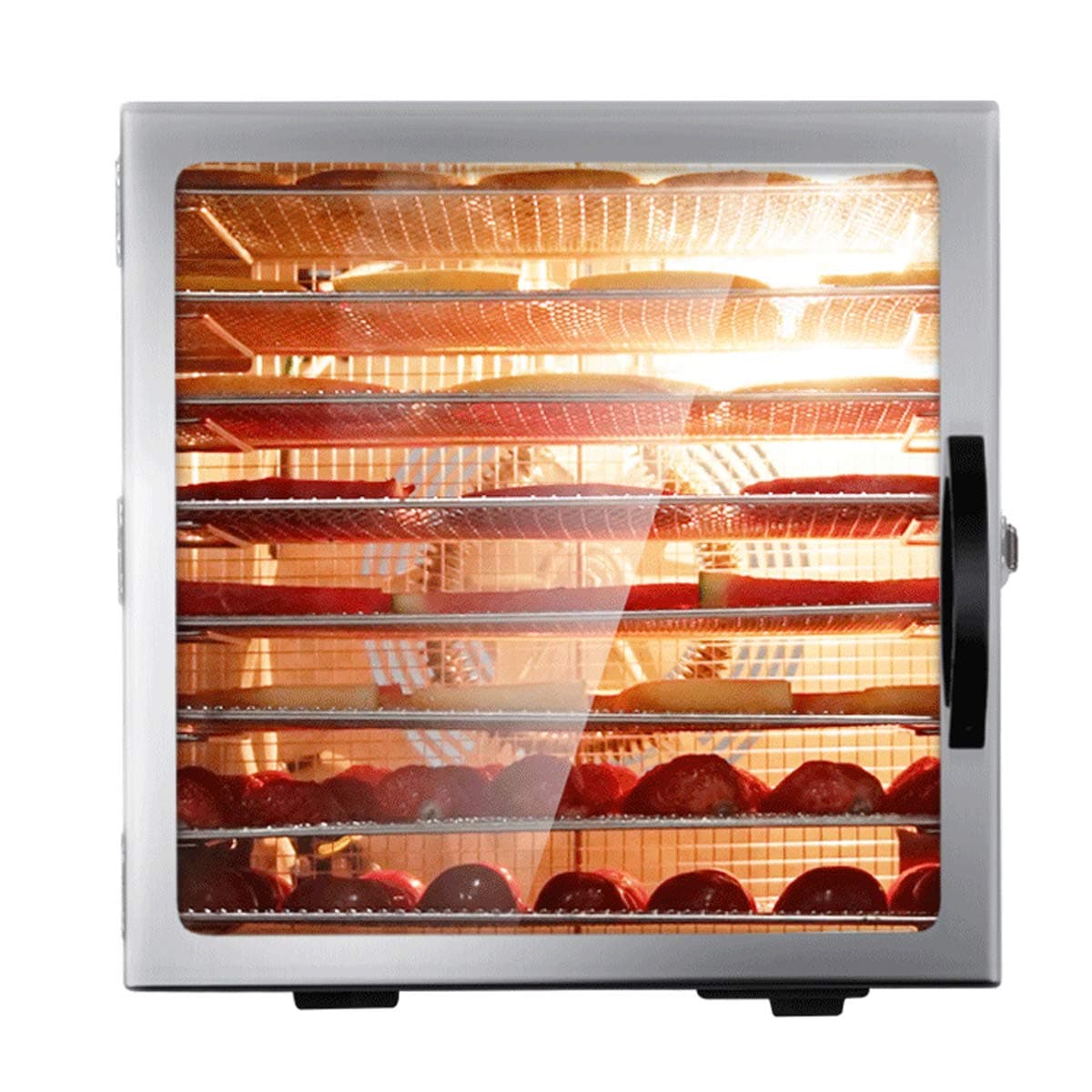 Lxn Commercial Food Dehydrator Machine | Easy Setup, Adjustable Timer and Temperature Control | Herb, Meat, Beef, Fruit and To Dry Vegetables | Over Heat Protection | 8 Stainless Steel Trays