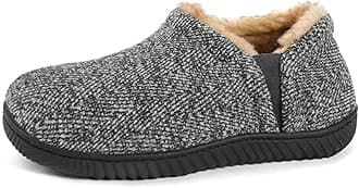 Zizor Men's Comfy Caterpillar Slippers Indoor Outdoor House Shoes, Warm Soft Knit Upper Fuzzy Fleece Lined Memory Foam Sole with Hard Bottom