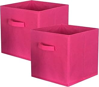 ShellKingdom Storage Bins, Foldable Fabric Storage Cubes And Cloth Organizer Drawer For Closet And Toys, 2 Pack (Fuchsia)