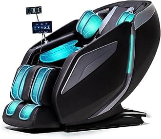Full Body Zero Gravity Massage Chair with Body Scan 4D Intelligent Shiatsu Strecth Massage, Back/Leg Heated with AI Voice Control Bluetooth Speaker Airbags SL Track Massage Black