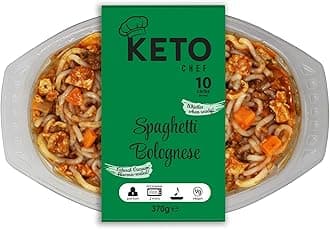Keto Instant Chilled Meals - Konjac Vegan & Low Calorie, High in Protein, Microwavable Meal | Ready to Eat Meal Pack of 4 (370g) (Spaghetti Bolognese)