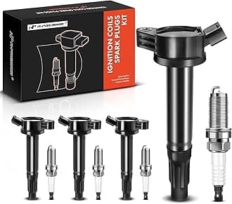 Ignition Coil Pack and Iridium Spark Plugs Compatible with Toyota Camry 2010-2017, RAV4 2009-2018, Sienna 2011-2013, L4 2.5L 2.7L, Set of 4, Replace# 90919-A2002