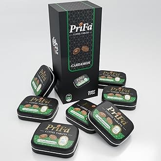 PriFa Coffee Tablets, Cardamom Pocket Coffee - Unsweetened Real Coffee Absorbable Lozenge Coffee Candy - Natural Sugar Free Instant Energy Pouches, Caffeine Mints for Keto (Cardamom, 7 Packs)