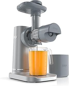 NeverClog Cold Press Juicer | Powerful Electric Slow Masticating Juicer with Pulp Control | XL Capacity | 24 oz. Juice Jug & 36 oz. Pulp Container | Dishwasher Safe | Gray | 150W | JC151SL