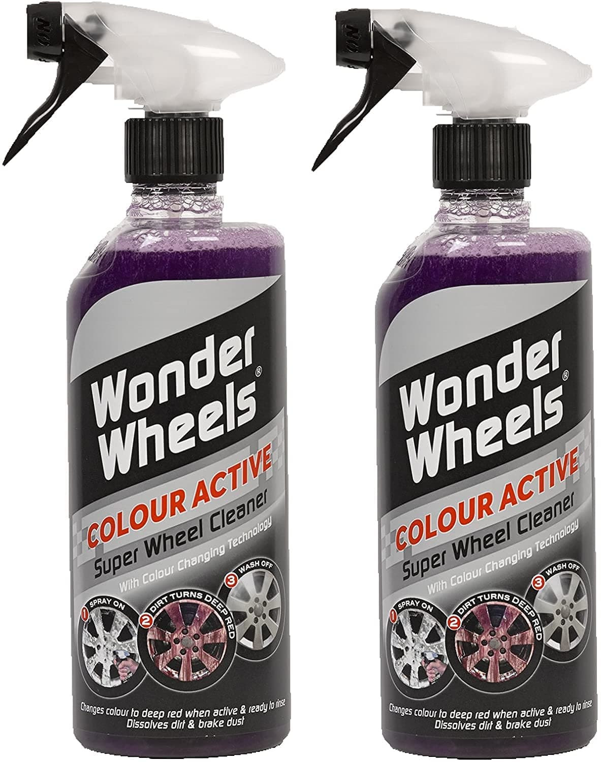 Wonder Wheels Colour Active Wheel Cleaner 600 ml Pack of 2 - Colour Activated Wheel Cleaner