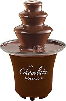 Nostalgia 8-Ounce Chocolate Fondue Fountain, Half-Pound Capacity, Easy to Assemble 3-Tiers, Perfect for Nacho Cheese, BBQ Sauce, Ranch, Liqueurs, Brown