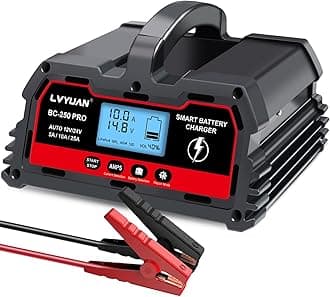 LVYUAN 12V/24V Car Battery Charger with Trickle Charger Automotive Smart Battery Charger, Smart Battery Maintainer, 5A/10A/25A for Car Truck Motorcycle LiFePO4 Lithium and Lead Acid Batteries