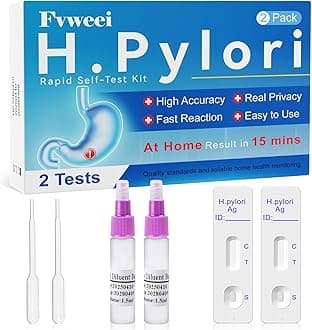 H Pylori Test Kit, H-Pylori Test, H. Pylori Stool (Antigen) Self-Test at Home, Accurate Helicobacter Pylori Test, Fast Results in 10-15 Mins, Easy to Use (2 Count (Pack of 1))