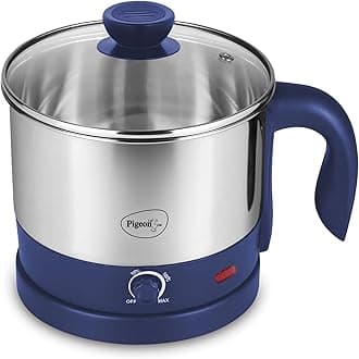 Pigeon Kessel Multipurpose Kettle 1.5 litres with Stainless Steel Body, used for boiling Water and milk, Tea, Coffee, Oats, Noodles, Soup etc 600 Watt (Blue)