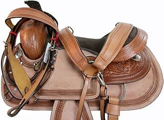 Western Saddle Trail Pleasure Horse Saddles Rodeo Cowboy Floral Tooled Leather Tack Set 15 16 17 18