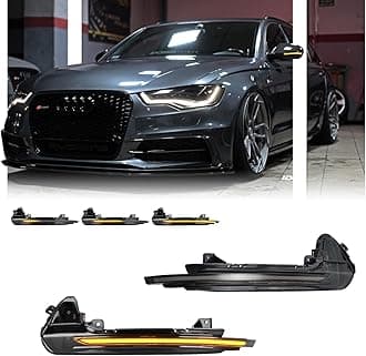 2 PCS Sequential Dynamic LED Side Mirror Turn Signal Lights for 2013-2018 Au-di A6 S6 RS6 4G C7 C7.5, Audi Accessories Clear Lens Turn Signal Indicator Lamp