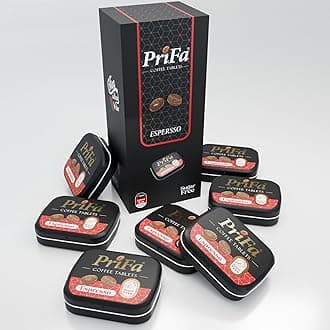 PriFa Coffee Tablets, Pocket Espresso To Go - Unsweetened Real Absorbable Lozenge Candy - Natural Sugar-Free Instant Energy Pouches, Caffeine Mints for Keto (Espresso, 7 Packs)